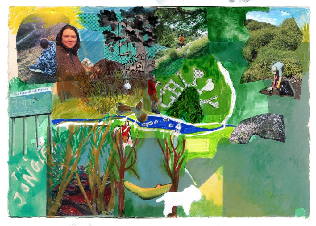 A map made of multiple images in collage artwork