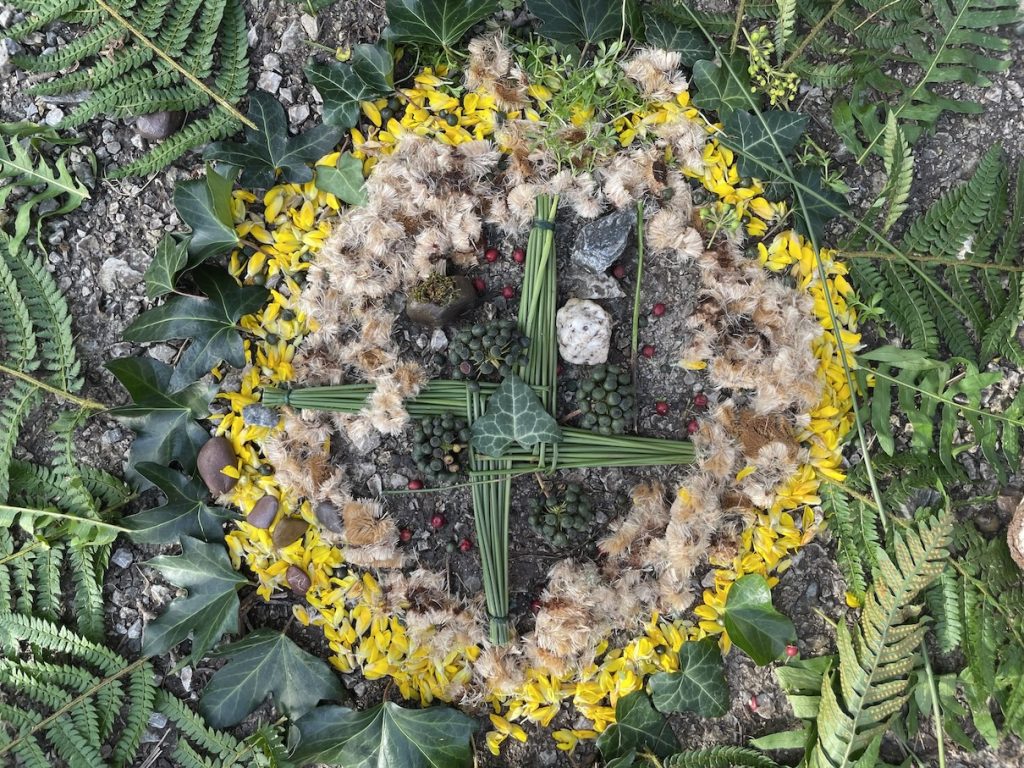 a photo of the Brigid's cross mandala