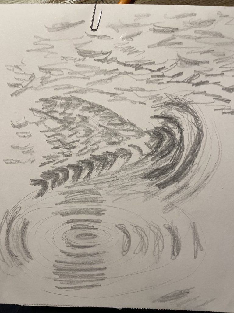 pencil on paper drawings of water