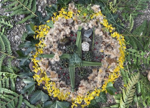 a photo of the Brigid's cross mandala